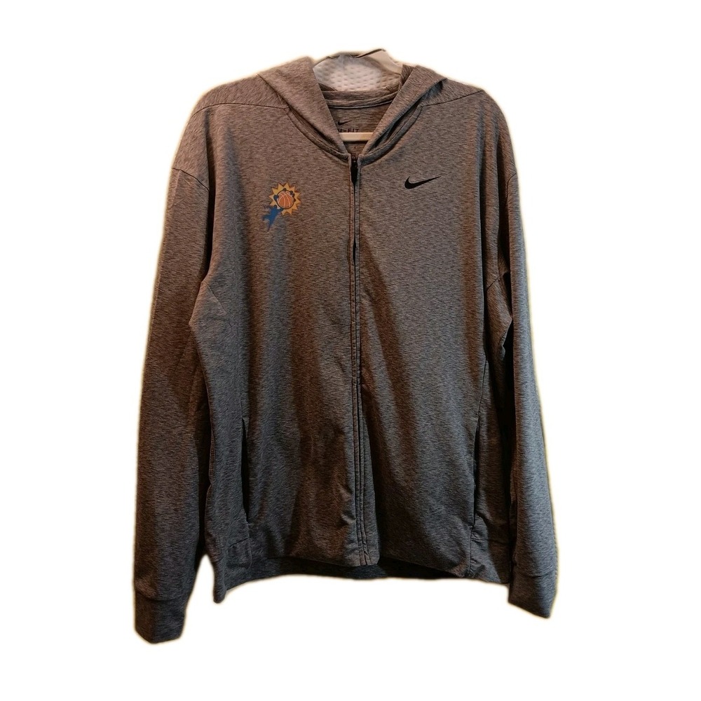 Nike Dri-Fit Women Gray Zip Up Hooded Jacket BQ2864-056 Size LG Stretch